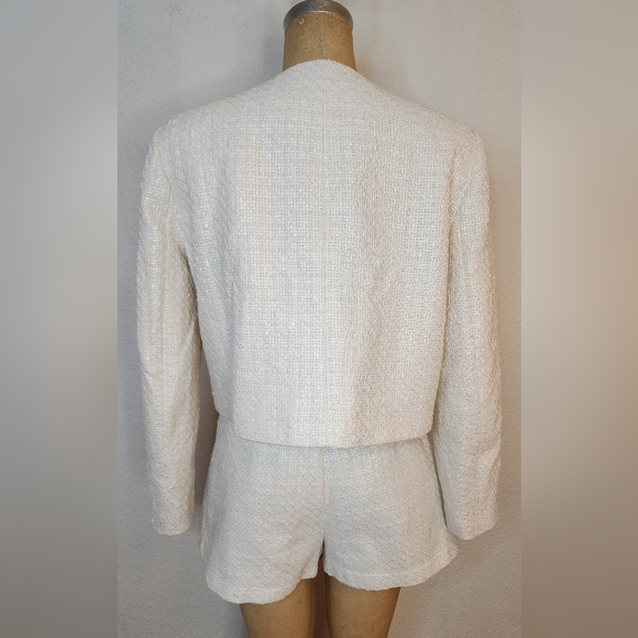Zara 2024 Collection Ivory Textured Tweed Blazer Short Set - Picture 11 of 14